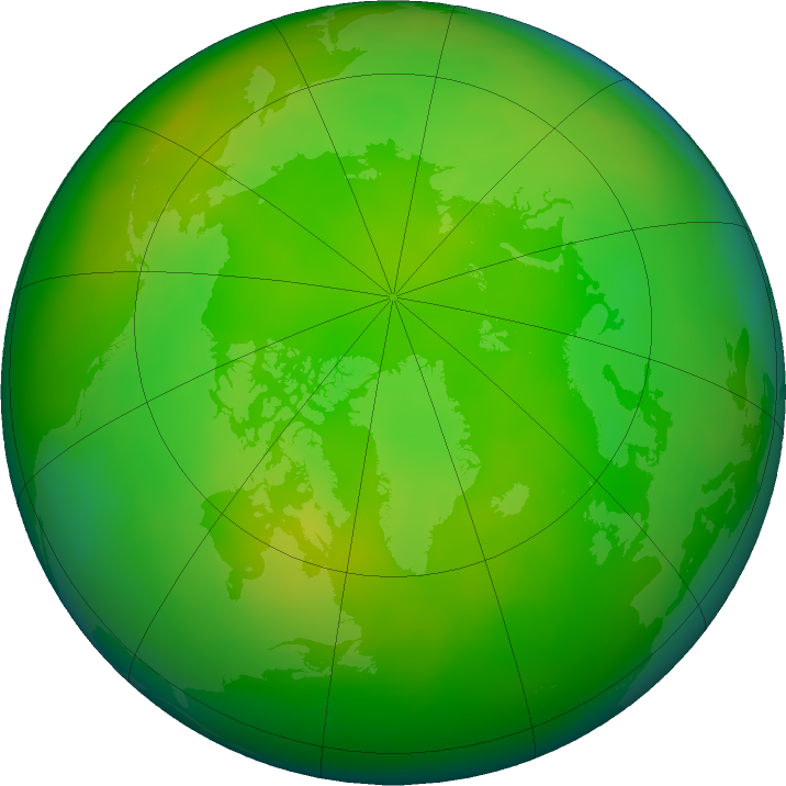 Arctic ozone map for June 2021
